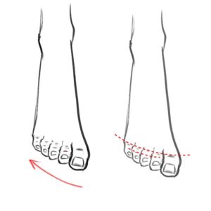 how to draw the foot toes