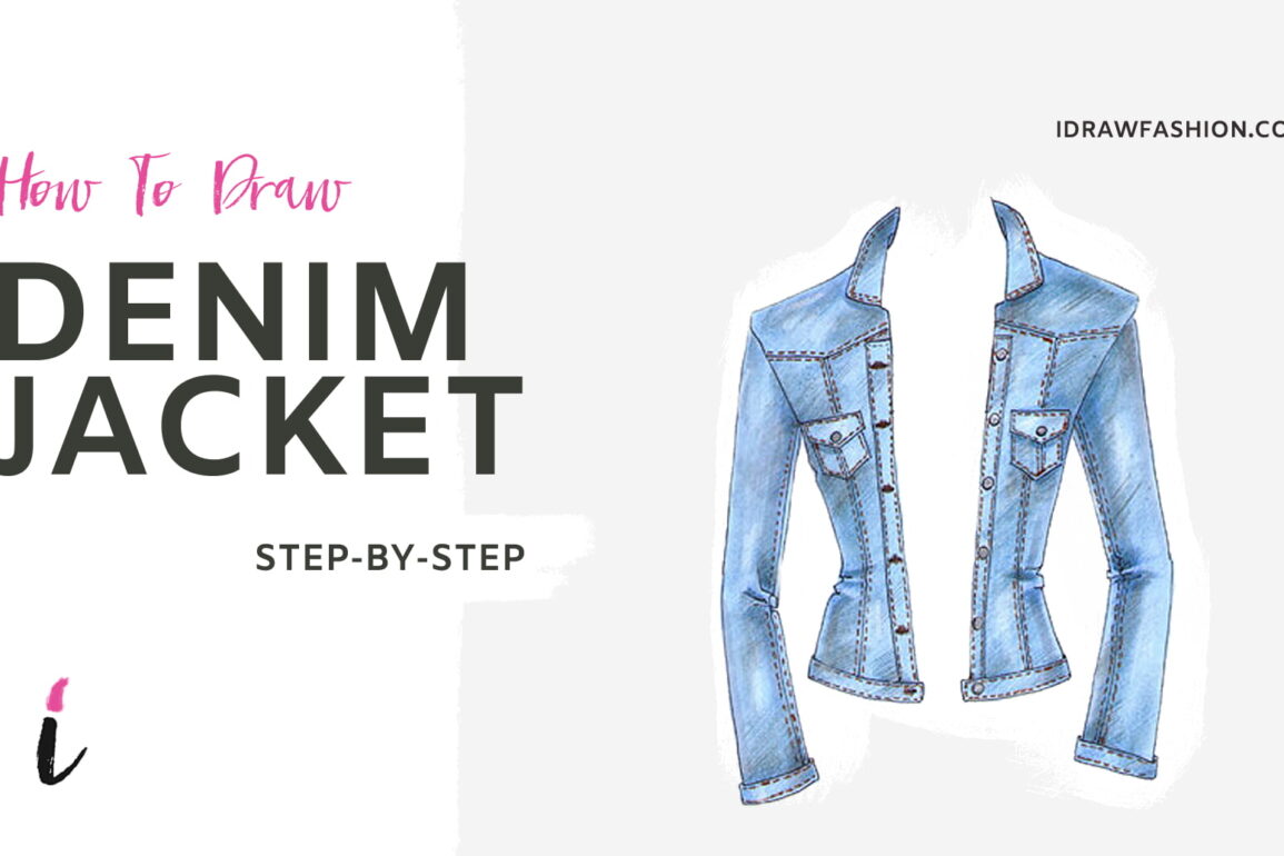How To Draw Denim step by step tutorial cover – denim, draw clothes, draw textile, fabric, texture – How to draw denim jacket