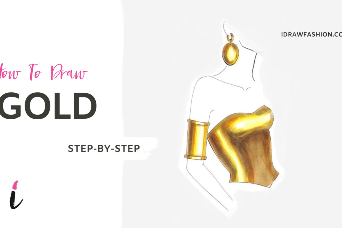 How to draw gold metal step-by step tutorial