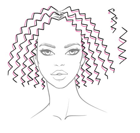 How to draw curly hair - step 6