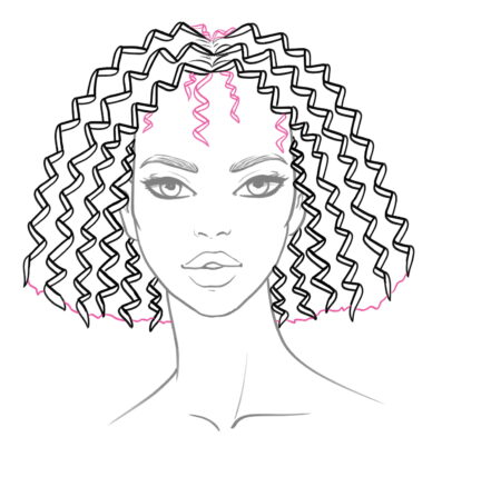 How to draw curly hair - step 8
