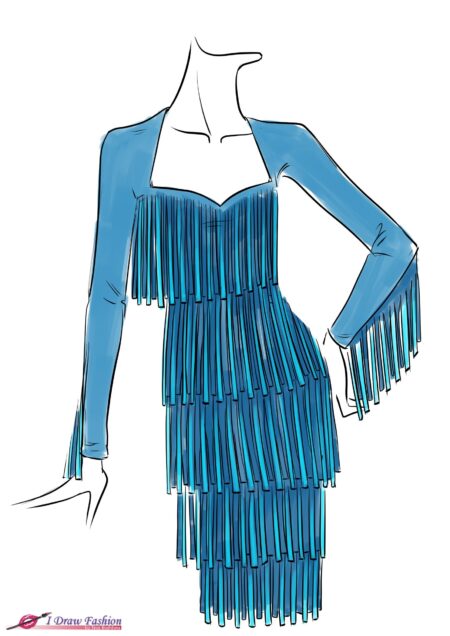 How to draw fringe dress tutorial step 11 &ndash; draw clothes, fringe, how to draw a dress &ndash; How to draw fringe