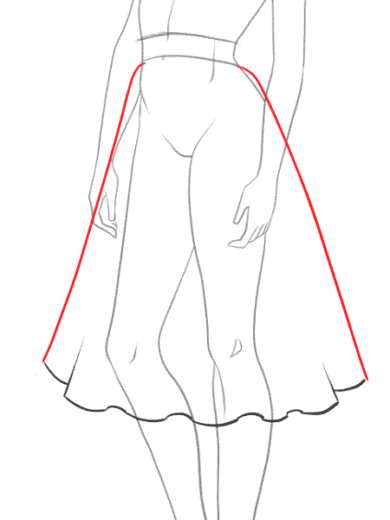 How-to-draw-a-flare skirt-step-by-step-