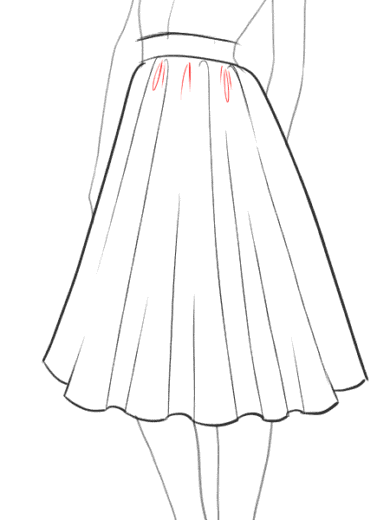 How to draw a flared skirt