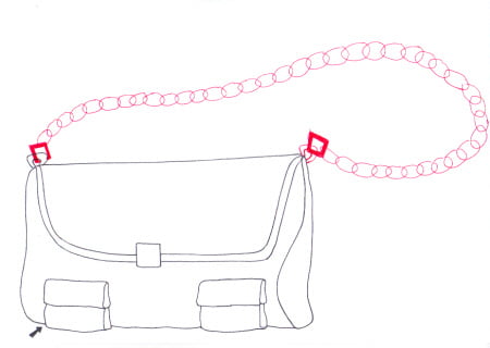 How to draw a bag step 0004 &ndash; accessories, bag, chain, hand &ndash; How to draw a bag