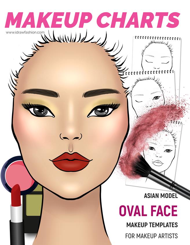 makeup charts - face templates asian model