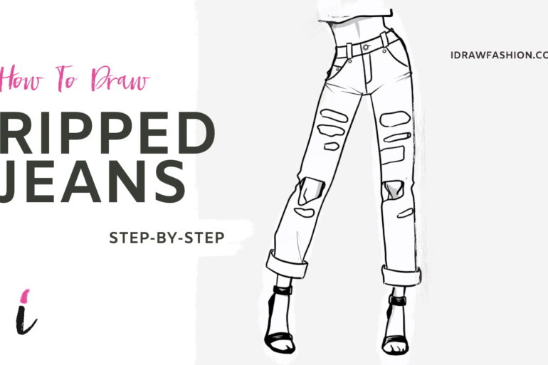 How To Draw Ripped Jeans step by step tutorial cover &ndash; CLOTHES &ndash; How to draw Ripped Jeans