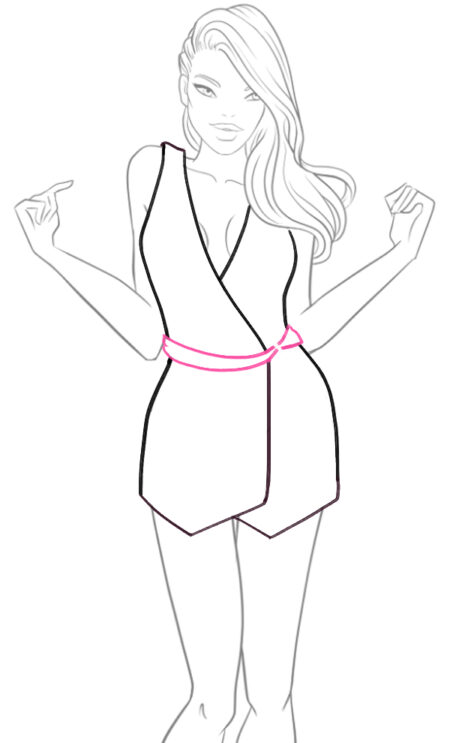 how to draw wrap dress Step4 1 – draw clothing, dress, wrap dress – How to draw a wrap dress