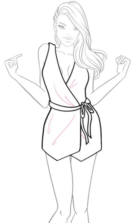 how to draw wrap dress Step6 1 – draw clothing, dress, wrap dress – How to draw a wrap dress