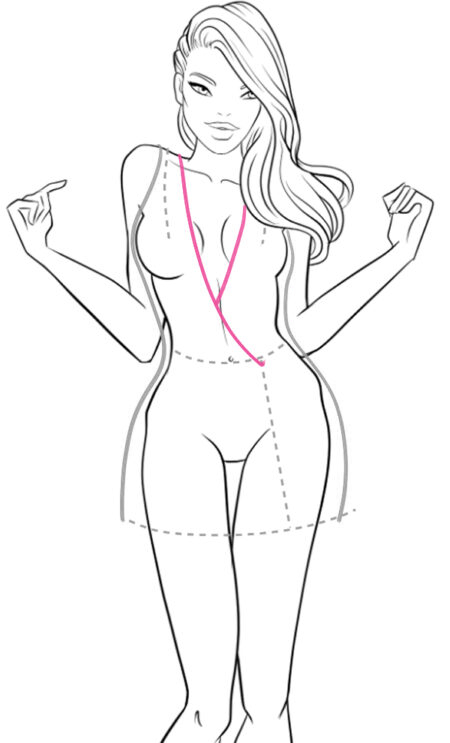 draw the wrap dress overlapping