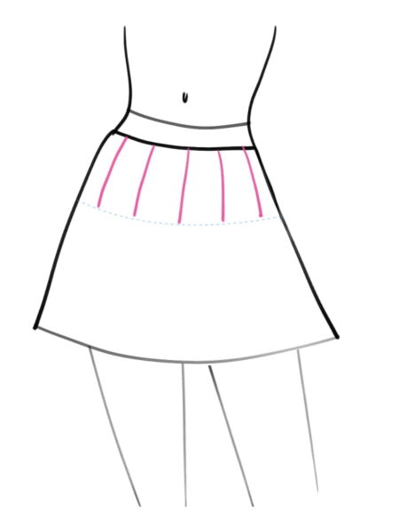 How to draw pleated skirt step 3 1 &ndash; draw a skirt, draw clothes, draw clothes folds, pleated skirt, pleats &ndash; How to draw a pleated skirt