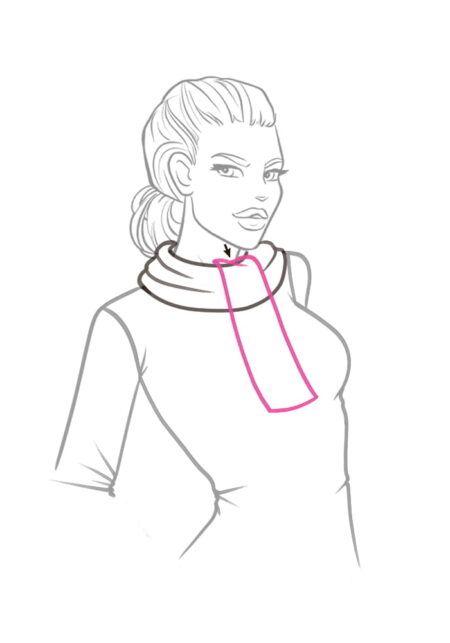 How to Draw a Scarf Tutorial - Step 3