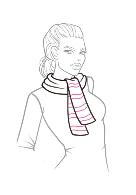 How to Draw a Scarf Tutorial - Step 5