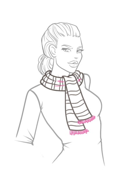 How to Draw a Scarf Tutorial - Step 7