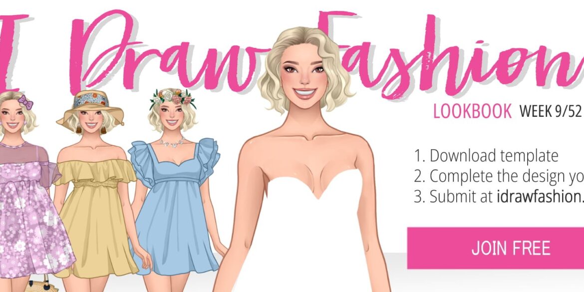 W9 fashion drawing challenge 2024 lookbook cover &ndash; LookBook &ndash; Week 9 /52 -Babydoll