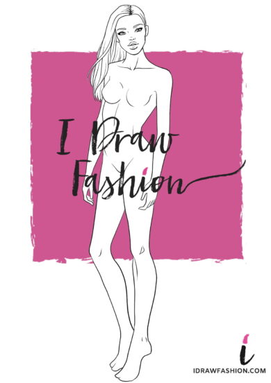 Woman Fashion Template - 9 heads figure croqui front view
