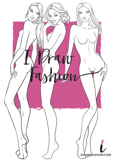Front and Back view Fashion Template - women croqui