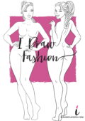 Plus Size Fashion Template - women croqui front and back view