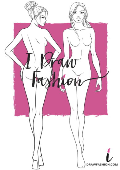 Front and Back view Fashion Template - women croqui