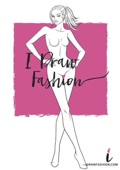 Woman Fashion Template - 9 heads figure croqui front view