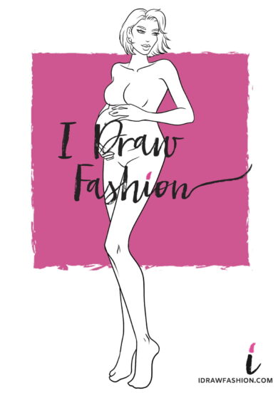 Pregnant Fashion template - maternity croqui