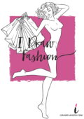 Fashion Template - women croqui holding shopping bags