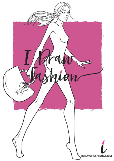 Fashion Template - women croqui holding shopping bags