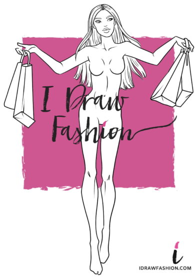 Fashion Template - women croqui holding shopping bags