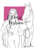 Equestrian fashion template - woman croqui with a horse