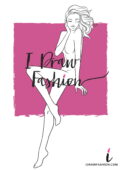 Woman Fashion Template - 9 heads figure croqui front view sitting