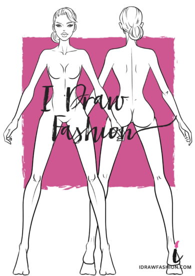 Front and Back view Fashion Template - women croqui