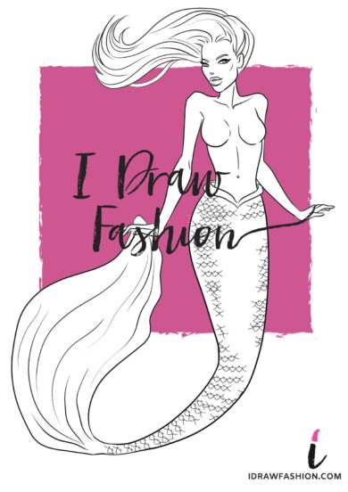 Mermaid Figure Template - Fantasy fashion croquis