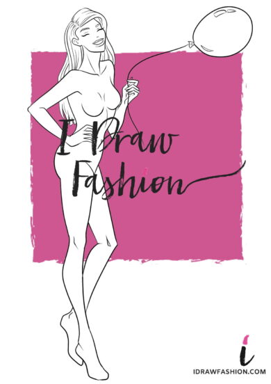 Party Fashion Template - women croqui holding balloons