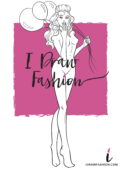 Party Fashion Template - women croqui holding balloons