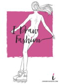 Back View Fashion Template - women croquis on a skateboard