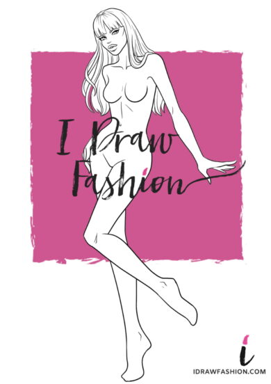 Woman Fashion Template - 9 heads figure croqui front view