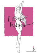 Woman Fashion Template - 9 heads figure croqui front view with hands up in the air