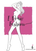 Woman Fashion Template - 9 heads figure croqui front view