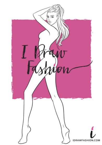 Woman Fashion Template - 9 heads figure croqui front view