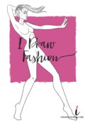 Woman Fashion Template - 9 heads figure croqui front view