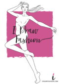 Woman Fashion Template - 9 heads figure croqui front view - dynamic pose, jumping in the air
