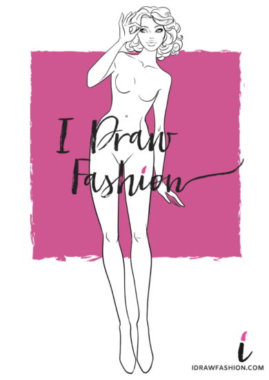 Woman Fashion Template - 9 heads figure croqui front view
