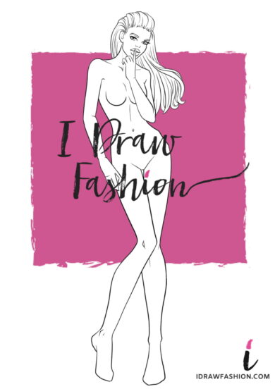 Woman Fashion Template - 9 heads figure croqui of woman in a front view pose making hush sign