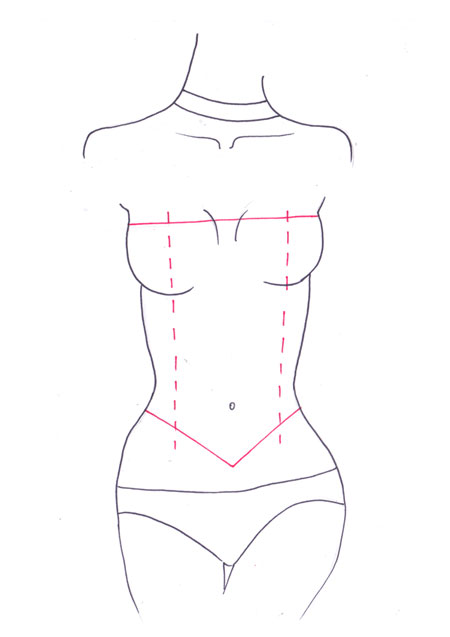 How to draw corset and lacing step 1 &ndash; corset, draw clothes, laces, torso &ndash; How to draw a corset