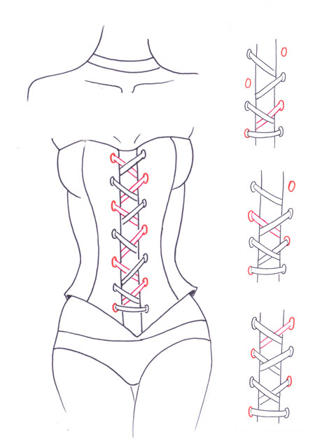How to draw corset and lacing step 6 &ndash; corset, draw clothes, laces, torso &ndash; How to draw a corset
