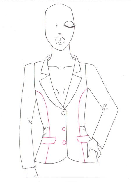 How to draw jacket step 07 &ndash; draw clothes, draw clothes folds, draw clothing, folds, jacket &ndash; How to draw a blazer