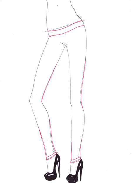 How to draw jeans step 2 &ndash; denim, draw clothes, fabric, jeans, pants, skinny, textile &ndash; How to draw skinny jeans