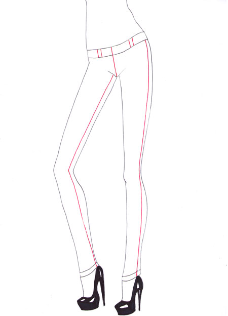 How to draw jeans step 3 &ndash; denim, draw clothes, fabric, jeans, pants, skinny, textile &ndash; How to draw skinny jeans
