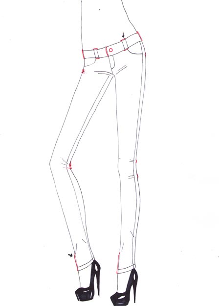 How to draw jeans step 5 &ndash; denim, draw clothes, fabric, jeans, pants, skinny, textile &ndash; How to draw skinny jeans
