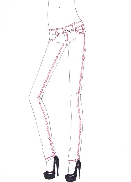 How to draw jeans step 6 &ndash; denim, draw clothes, fabric, jeans, pants, skinny, textile &ndash; How to draw skinny jeans